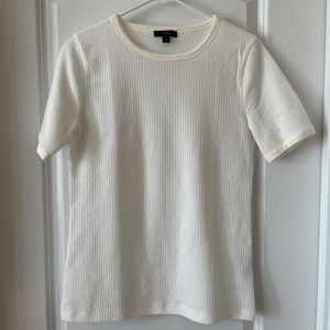 J. Crew White waffle print t-shirt.